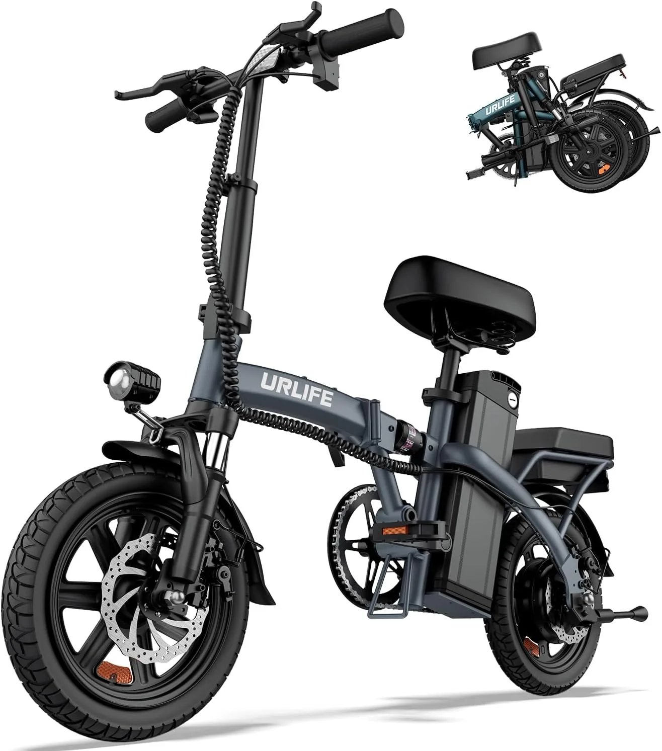 URLIFE Folding Electric Bike, 20" Fat Tire, 80 Mile Range